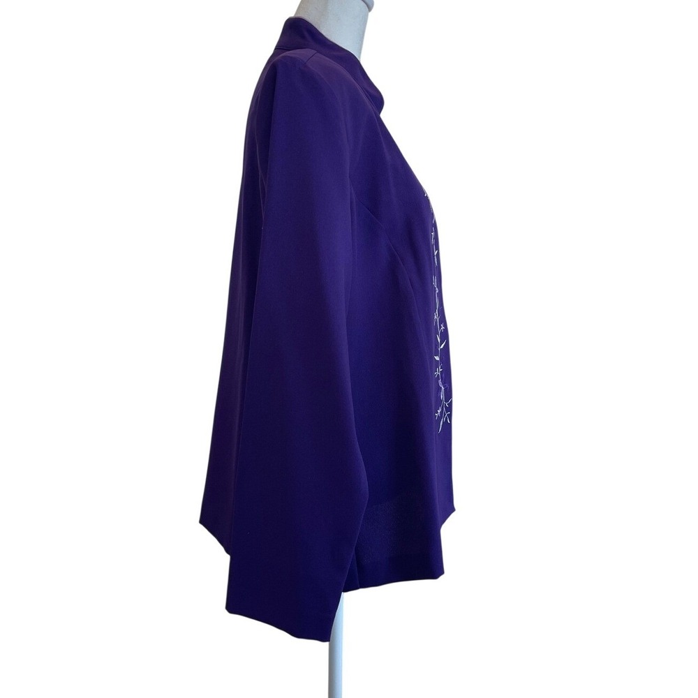 Sara Morgan for Haband Purple Embroidered Open Front Jacket Blazer Womens Medium - Picture 6 of 8
